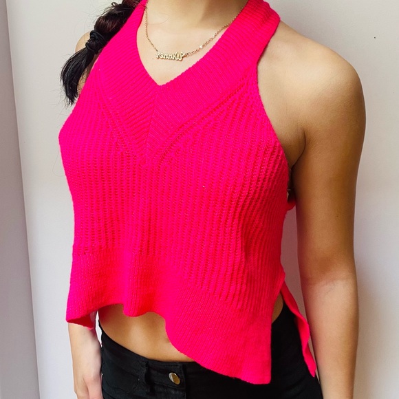 Fashion Nova Tops Fashion Nova Pink Halter Knit Top Poshmark